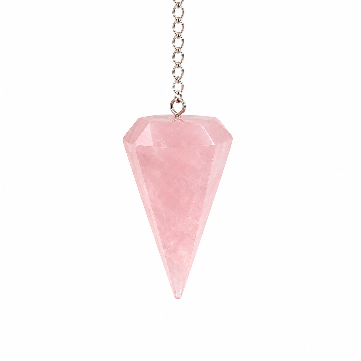 Péndulo De Piedras Naturales Con Cadena Radiestesia Cuarzo Rosa