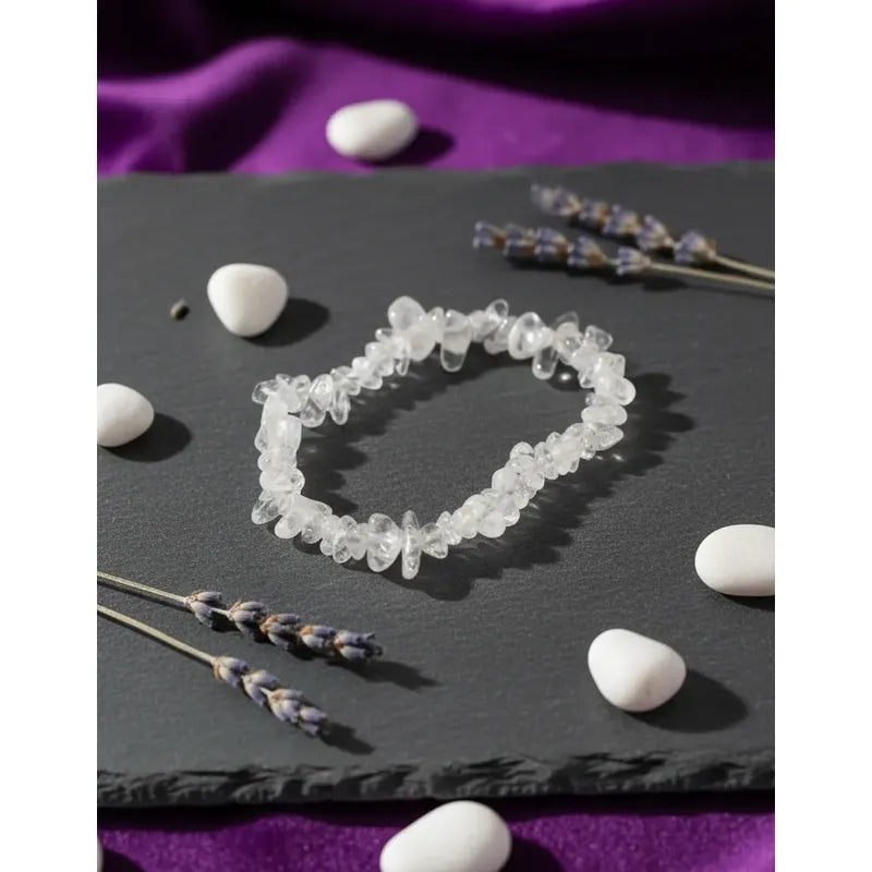 Pulsera De Piedras Naturales Energéticas Cuarzo Cristal 8 Cm 20 Cm
