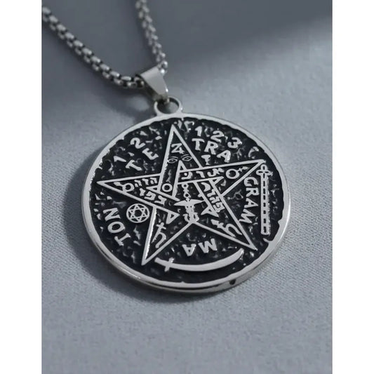 Collar Con Medallón De Tetragrámaton De Acero Quirúrgico Tetragramaton