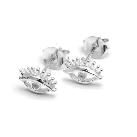Par De Aritos Ojo Turco Protector En Plata 925 Regalo Ojo Plata 925