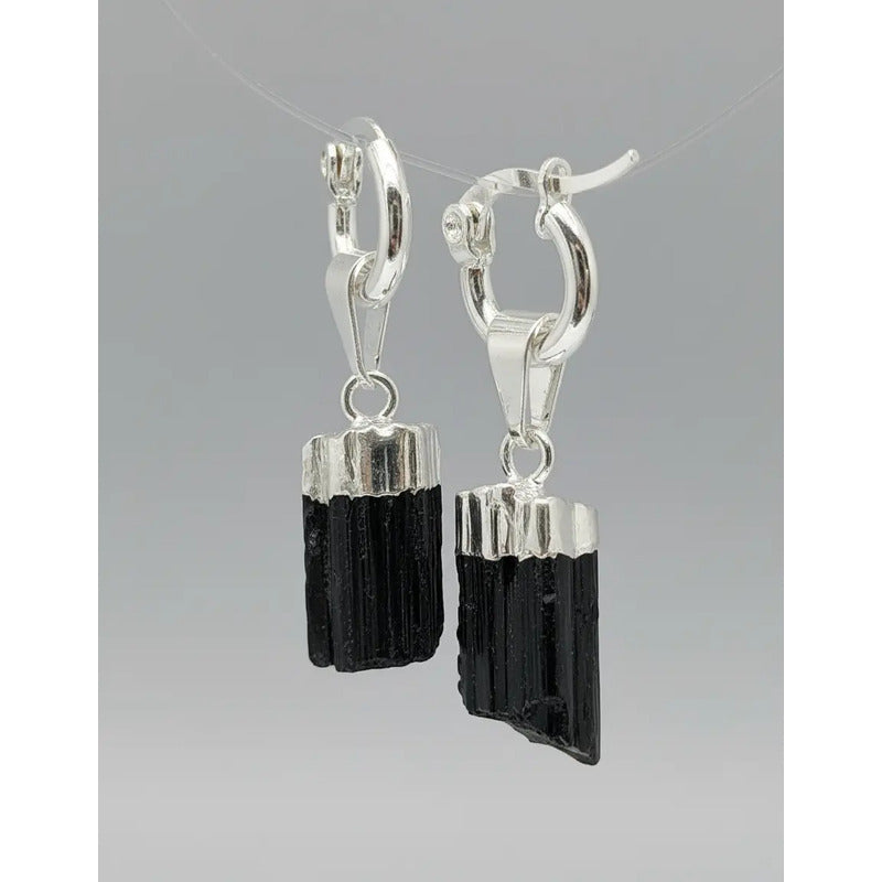 Aros Colgantes Turmalina Piedra Natural Bañados Plata 925 Turmalina