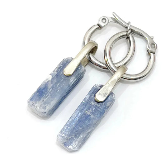 Aros Mujer Colgantes Cianita Azul Piedra Natural Cianita Azul