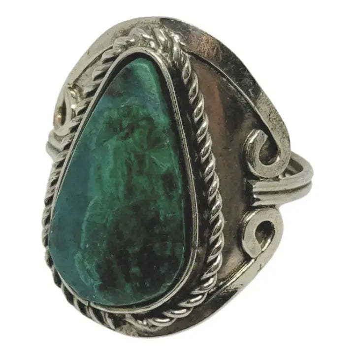 Anillo Alpaca Regulable Con Piedra Crisocola - Calma Y Paz Crisocola Unico Regulable