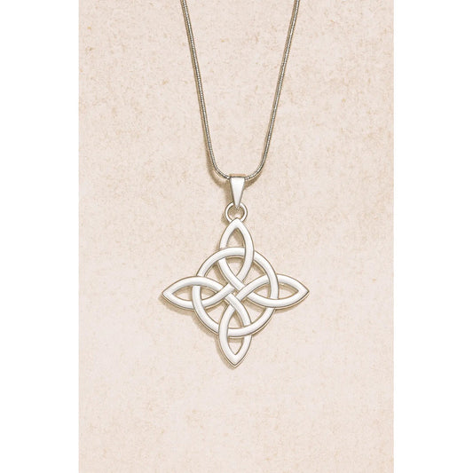 Collar Nudo De Bruja Relieve Con Cadena De Acero Mujer Nudo Bruja Simple