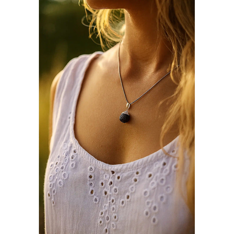 Collar Con Piedra Granate Y Cadena De Acero Granate Mini 10 Mm