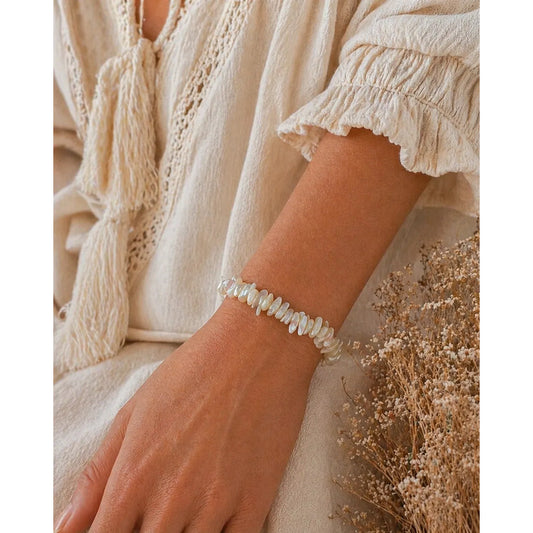 Pulsera De Piedras Naturales Energéticas Madre Perla 8 Cm 20 Cm