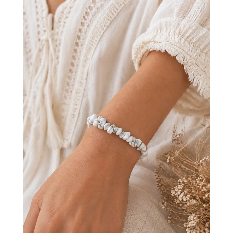 Pulsera De Piedras Naturales Energéticas Howlita 8 Cm 20 Cm