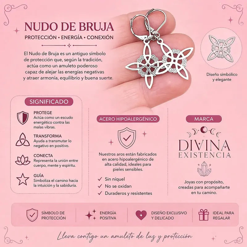 Par De Aritos Pasantes Nudo De Bruja En Acero Quirúrgico Nudo De Bruja Aros