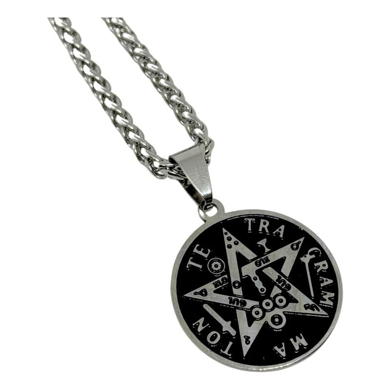 Collar Con Dije De Tetragrámaton De Acero Quirúrgico