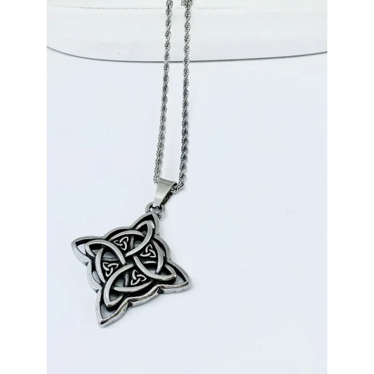 Collar Nudo De Bruja + Cadena De Acero Quirúrgico