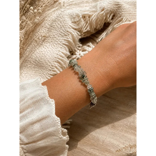 Pulsera Piedras Naturales Ágata Musgo - Conexión Cuarzo Musgo 45.72 Cm 18 Cm
