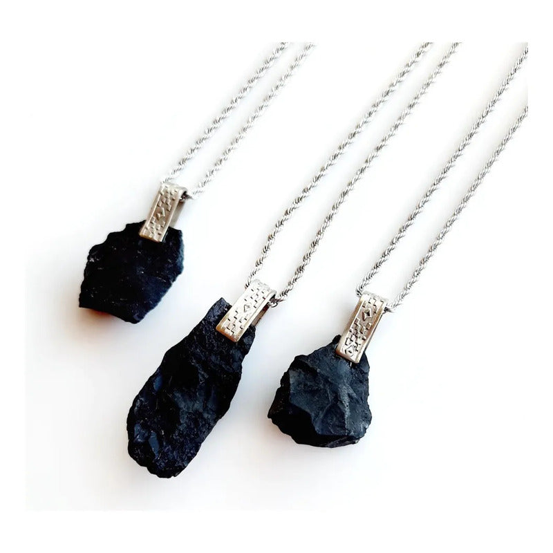 Collar Piedra Shunguita Shunguit Protección + Cadena Acero Shunguita Shunguit