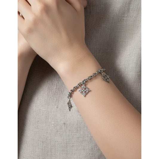 Pulsera Amuleto Nudo De Bruja Acero Quirúrgico Protectora Plateado 8 Cm 20 Cm