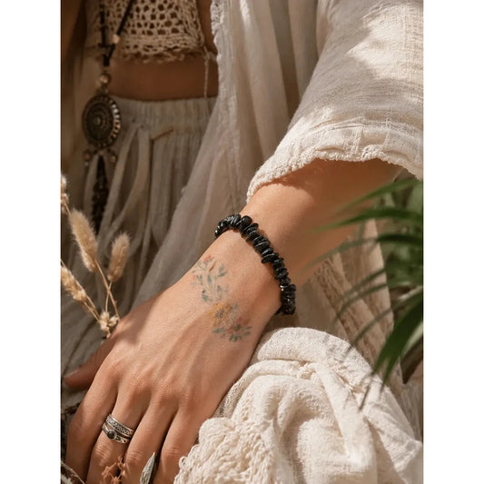 Pulsera Turmalina Piedras Naturales Protección Energética Turmalina 8 Cm 19 Cm