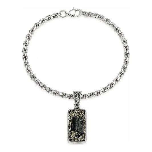 Pulsera Amuleto Mariposa Con Turmalina Y Pirita - Protección Rectángulo Turmalina Y Pirita 8 Cm 20 Cm Rectángulo Turmalina Pirita