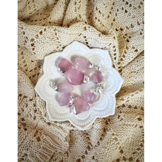 Dije De Piedra Natural Rolado Mediano Con Engarce Sin Cadena Cuarzo Rosa