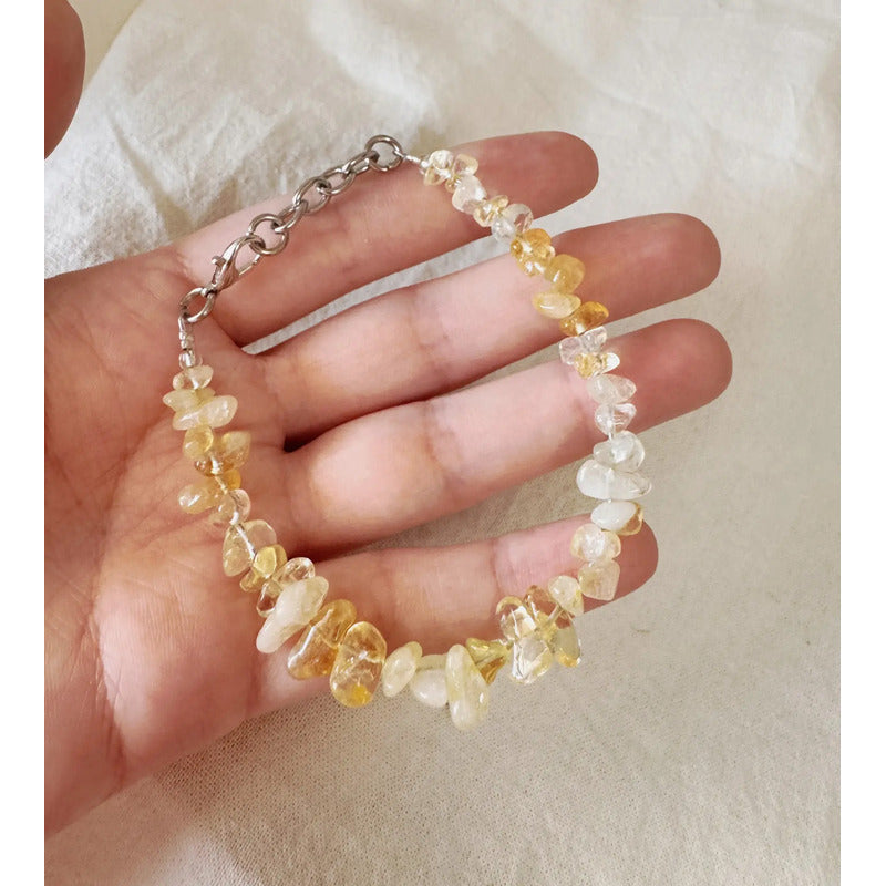 Pulsera De Piedras Naturales Citrino - Prosperidad 18 Cm. Citrino 8 Cm 21 Cm