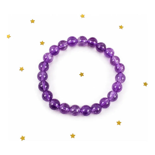 Pulsera De Piedras 100% Naturales 8 Mm. Pulida Elástica Amatista Elástica 8 Cm 20 Cm