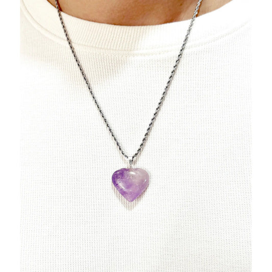 Collar Amor Corazón De Cristales Piedras Auténticas + Cadena