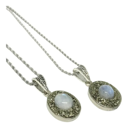 Collar Abundancia De Pirita Con Adularia Piedra De La Luna Pirita Adularia