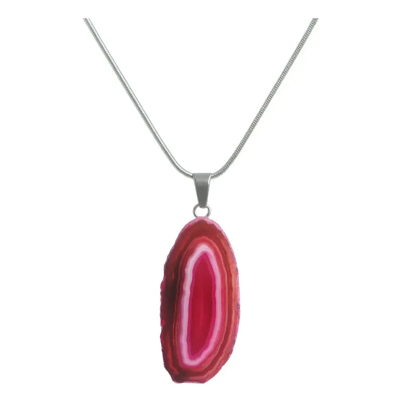 Collar Rodaja De Ágata Piedra Natural Colores Ágata Rosa