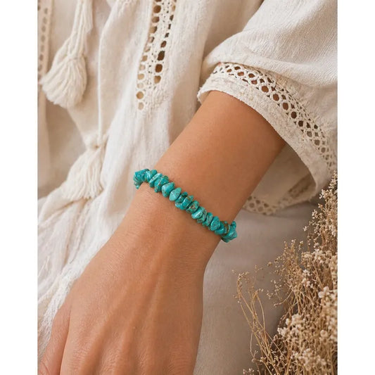 Pulsera De Piedras Naturales Energéticas Howlita Turquesa 8 Cm 20 Cm