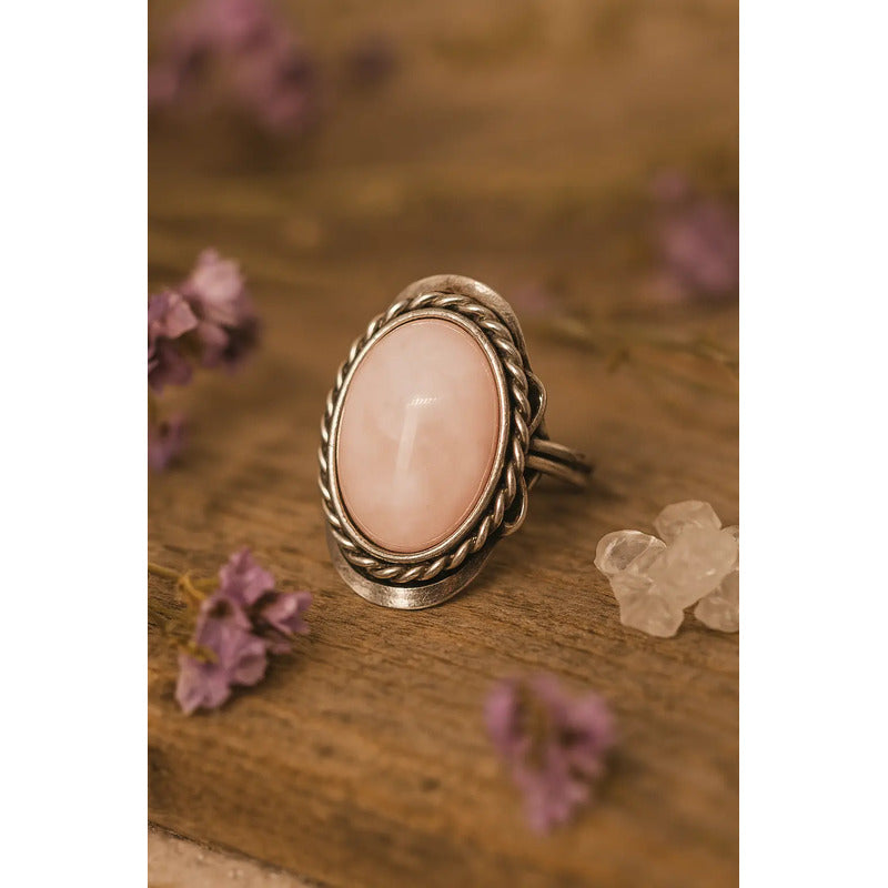 Anillo Alpaca Regulable Con Piedra Ágata Rosa - Confianza Ágata Rosa Unico Regulable