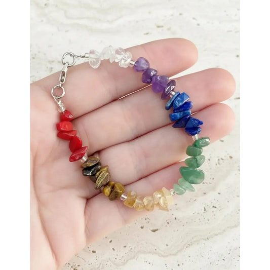 Pulsera Para Equilibrar Los 7 Chakras De Piedras Naturales Multicolor 7 Chakras 8 Cm 19 Cm