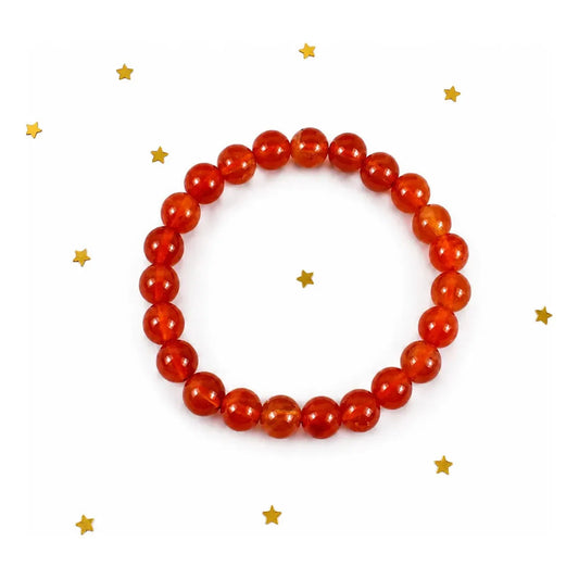 Pulsera De Piedras 100% Naturales 8 Mm. Pulida Elástica Cornalina Elástica 8 Cm 20 Cm