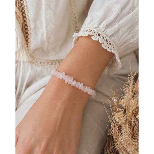 Pulsera De Piedras Naturales Energéticas Cuarzo Rosa 8 Cm 20 Cm