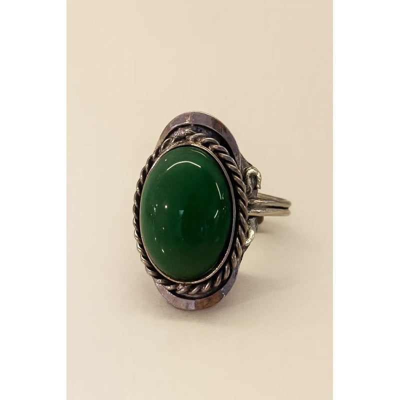 Anillo Alpaca Regulable Cuarzo Verde - Sanación Cuarzo Verde Unico