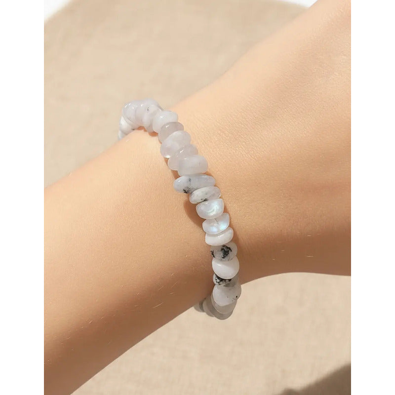 Pulsera De Piedras Naturales Piedra Luna Real Adularia Adularia 19 Cm