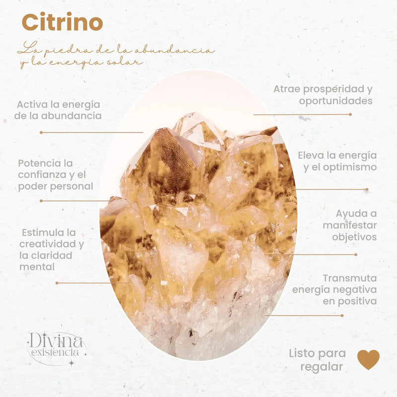 Par Aros Piedra Citrino Prosperidad Acero Quirúrgico Dorado Citrino