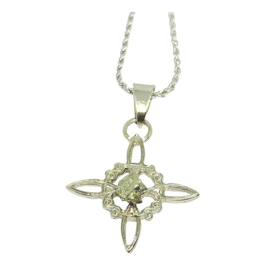 Collar Protección Nudo De Bruja Con Pirita Y Cadena De Acero Nudo De Bruja Y Pirita