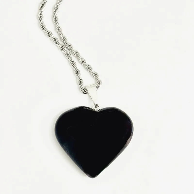 Collar Amor Corazón De Cristales Piedras Auténticas + Cadena