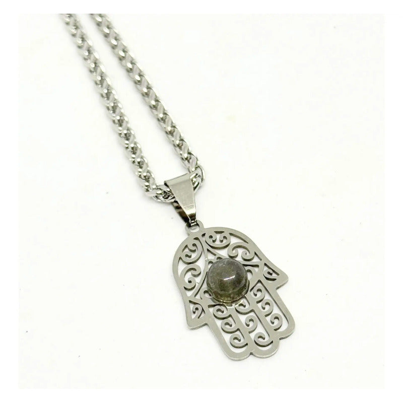 Collar Hamsa Mano Fátima Piedra Lapislázuli O Labradorita