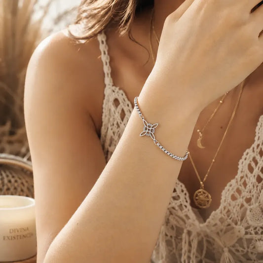 Pulsera Amuleto De Acero Quirúrgico Y Símbolo Nudo De Bruja Modelo 3 8 Cm 22 Cm