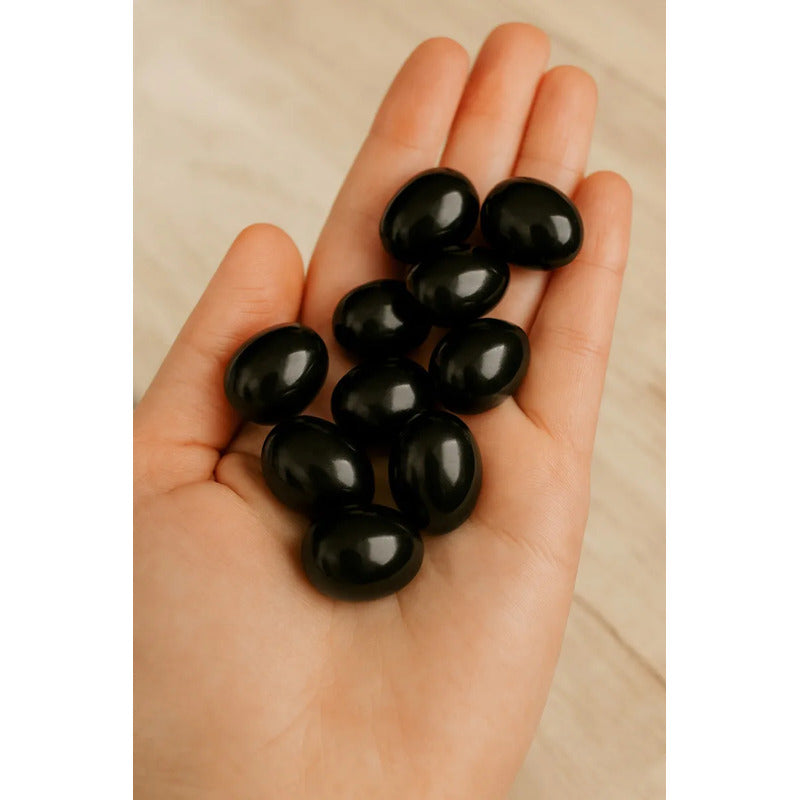 Mini Huevo Obsidiana Pulido Energético Divina Existencia Negro