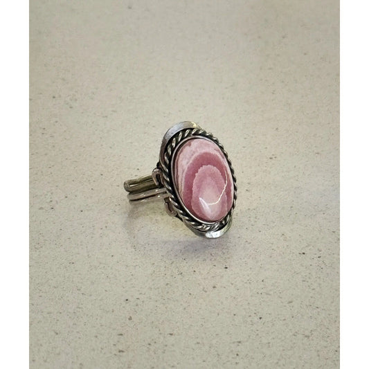 Anillo Regulable De Alpaca Con Rodocrosita Divina Existencia Rodocrosita Alpaca Ajustable
