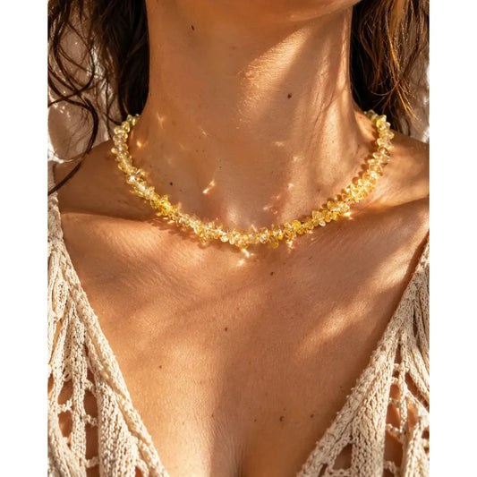 Collar Escallas Piedras Naturales Unisex Citrino