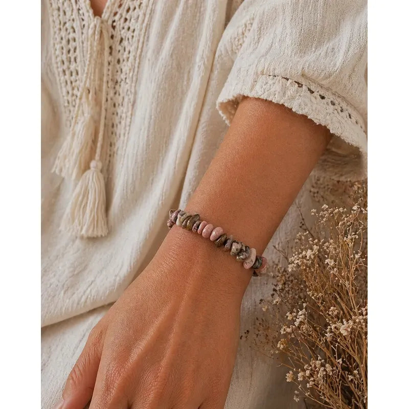 Pulsera De Piedras Naturales Energéticas Rodonita Escallas 7 Cm 18 Cm