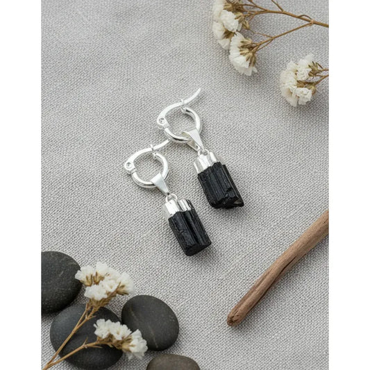 Aros Colgantes Turmalina Piedra Natural Bañados Plata 925 Turmalina