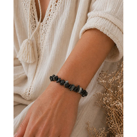Pulsera De Piedras Naturales Energéticas Obsidiana Nevada 8 Cm 20 Cm