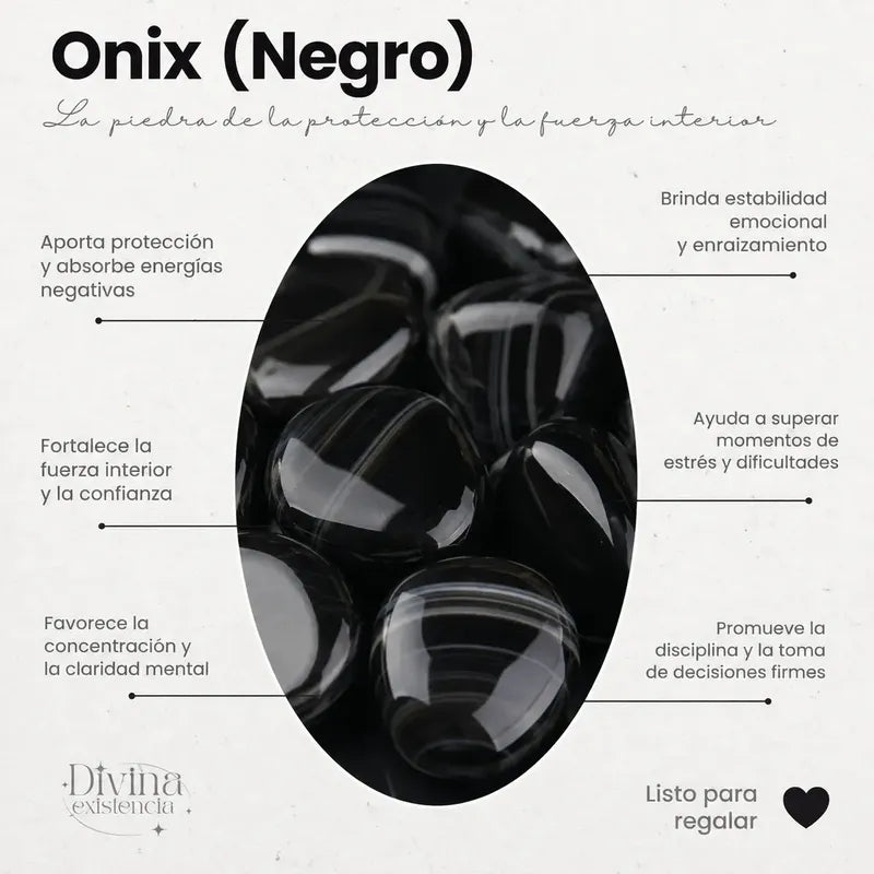 Collar Hombre Mujer Péndulo Biterminado Piedra Natural 60 Cm Ónix - Protección
