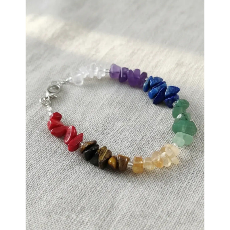 Pulsera Para Equilibrar Los 7 Chakras De Piedras Naturales Multicolor 7 Chakras 8 Cm 19 Cm