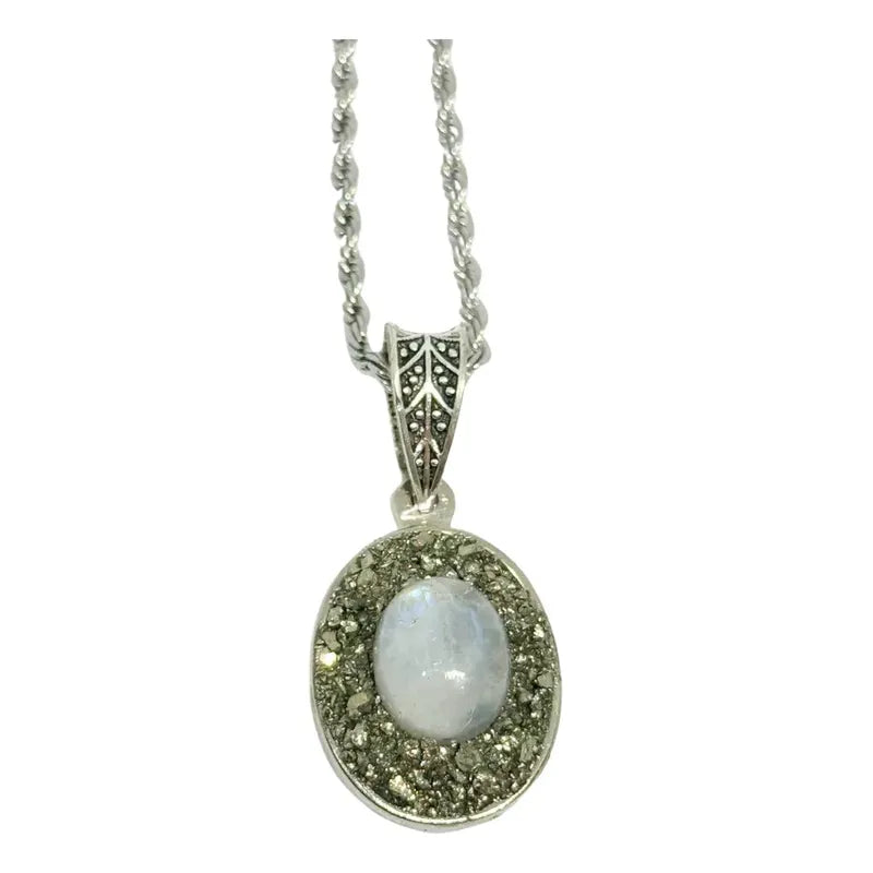 Collar Abundancia De Pirita Con Adularia Piedra De La Luna Pirita Adularia