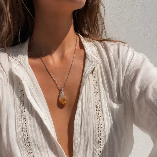 Collar Citrino Natural Prosperidad 50 Cm Divina Existencia Citrino