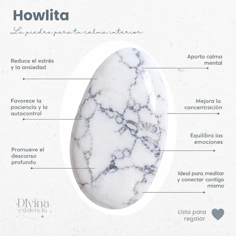 Collar Hombre Mujer Péndulo Biterminado Piedra Natural 60 Cm Howlita - Calma