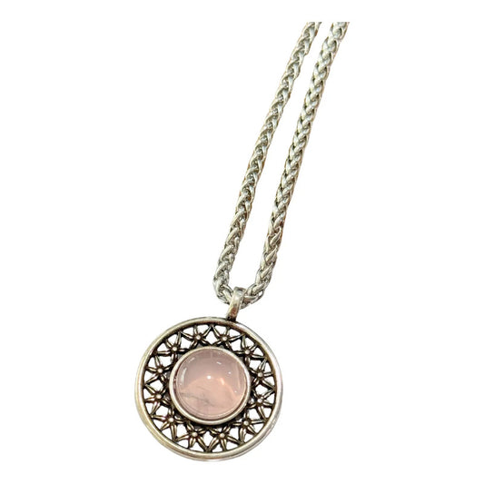 Collar Mandala Con Piedras Naturales Y Cadena De Acero
