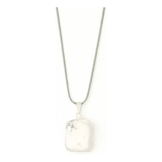 Collar Piedras Naturales Con Cadena De Acero Howlita